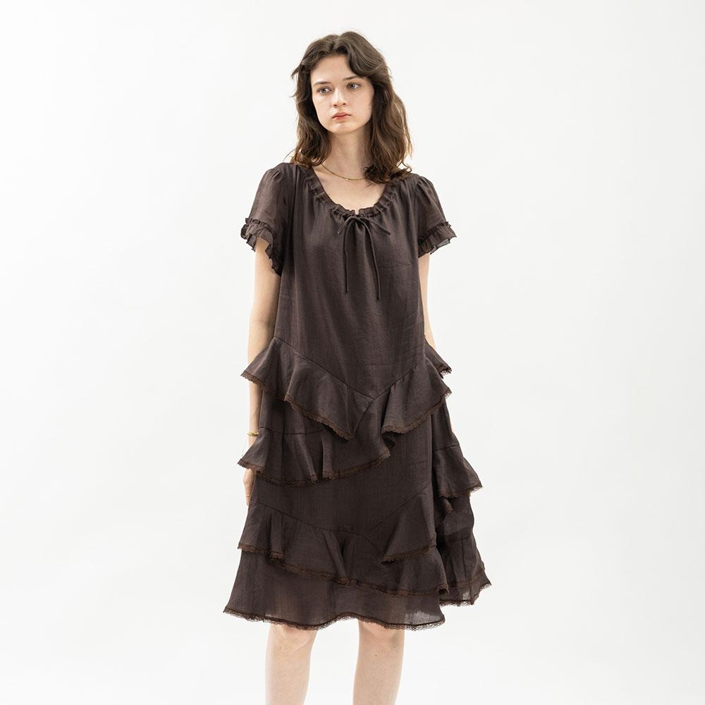 WEDNESDAY DELIGHT Wd_Layered Ruffle Ribbon Dress_2Color