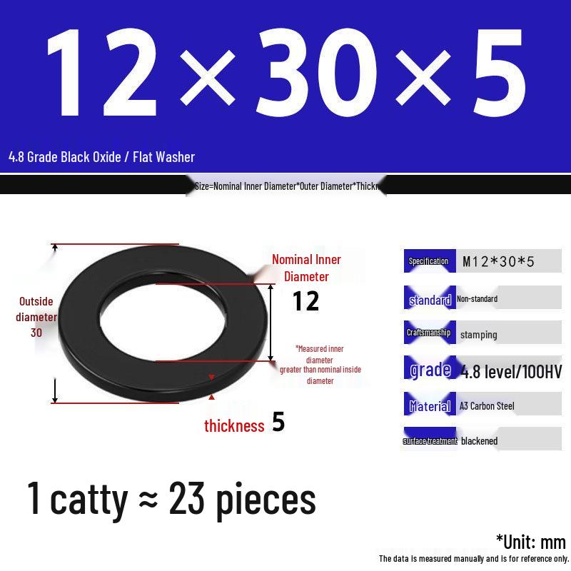 Blackened Enlarged Thickened Metal Washer - M3-M42