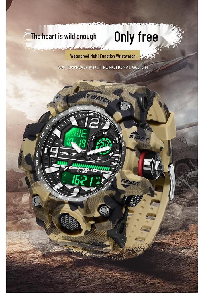 Sanda Multifunctional Camouflage Tactical Outdoor Sports Watch for Men