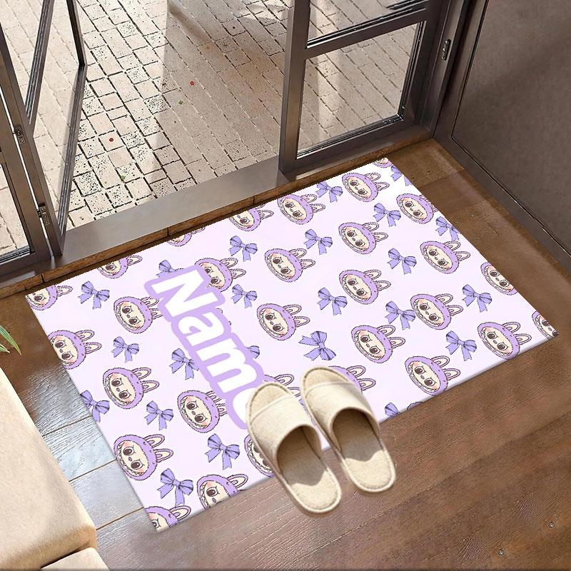 Custom Name Personalized Labubu Print Carpet, Versatile Home Decor Rug, for Playroom, Apartment, Balcony, Entryway, Hallway Gift