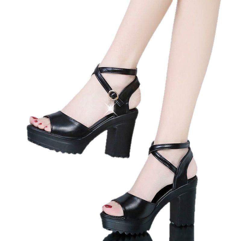 Korean Version of Thick-heeled Sandals Women's 2025 New Summer Sexy Fish Mouth High-heeled Shoes Platform Waterproof Tide Versatile Women's Shoes
