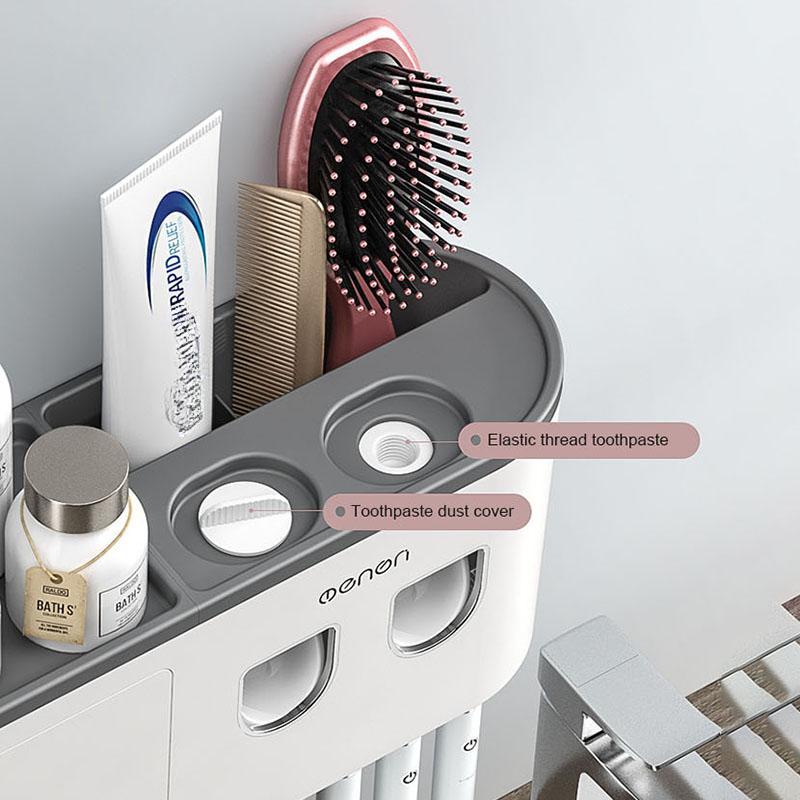 MENGNI Toothbrush Holder For Bathroom Multifunctional Toothbrush Holder With Toothpaste Squeezer Home Bathroom Accessories Set
