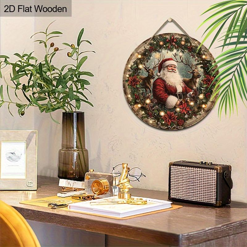 Christmas decoration sign,indoor hanging decorations,2D flat Wooden products with The pattern is Santa Claus,Christmas gifts for friends and family