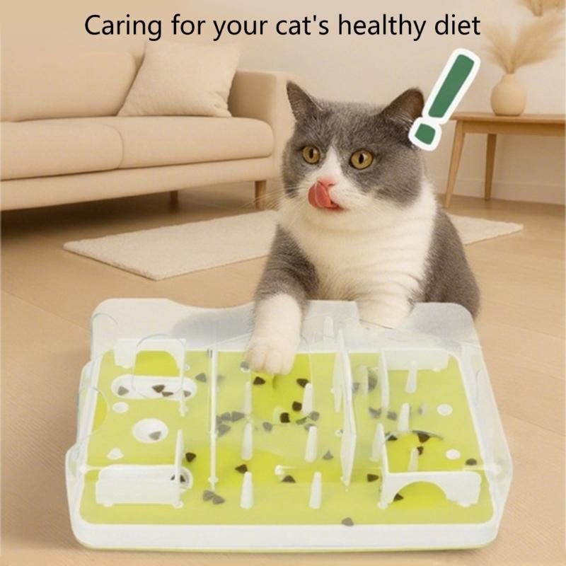 Interactive Cats Puzzle Feeder Toy Adjustable Difficulty Level Slow Eating Maze Mental Stimulation Training For Indoor Kitten