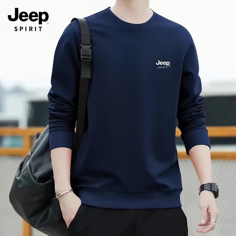 JEEP SPIRIT Men's 2025 Fall 3D Logo Round Neck Sweatshirt