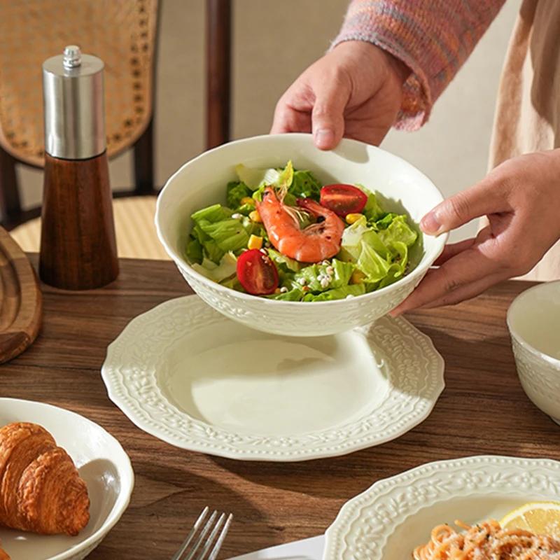 Vynikající romantický úlevový jídelní talíř Luxusní hotelová restaurace Talíře na špagety Lahodné pokrmy Rybí talíř Rýžové misky