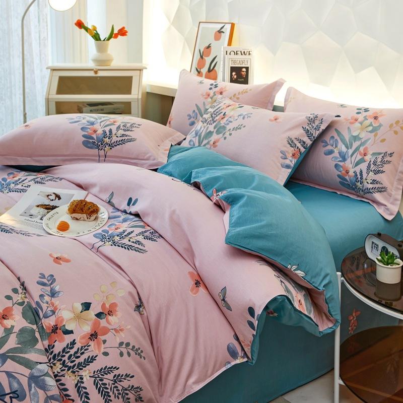 Printed Pure Cotton Student Dormitory Three-piece Four-piece Single Quilt Cover Sheet Pillowcase Duvet Cover