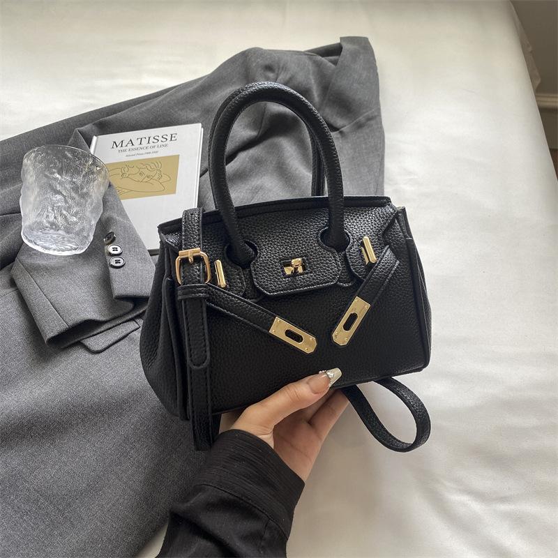 Lychee pattern platinum bag 2025 new tote bag women's handbag fashion shoulder messenger small square bag