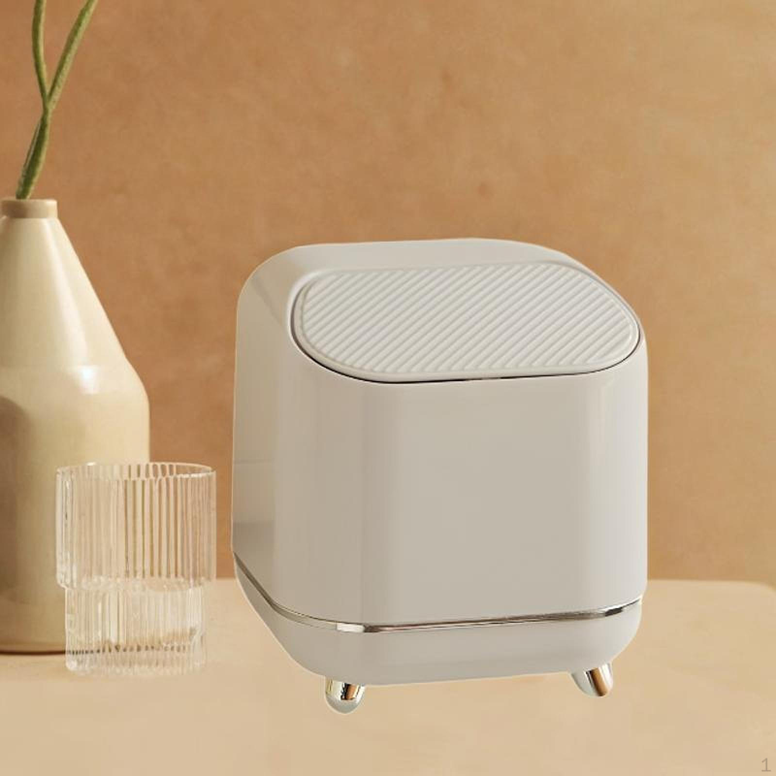 

Компактный настольный мусорный контейнер с крышкой - современный мусорный контейнер для дома или офиса бежевый