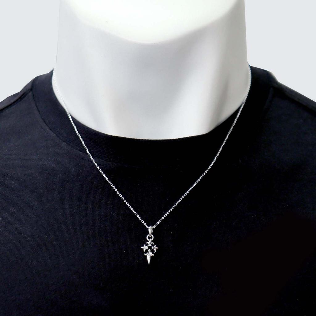 Pendant Top Necklace Top Cross Black Cubic Zirconia Silver 925 Accessory [Sears] Men's Women's Sp01-0032