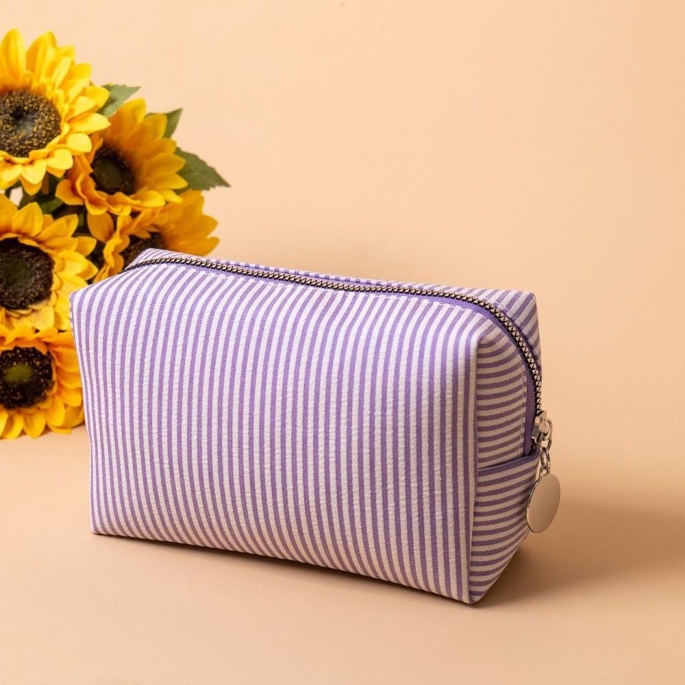 Durable Zipper Travel Cosmetics Bag Striped Organizer Toiletry Bag Large-Capacity Makeup Storage Bag Students