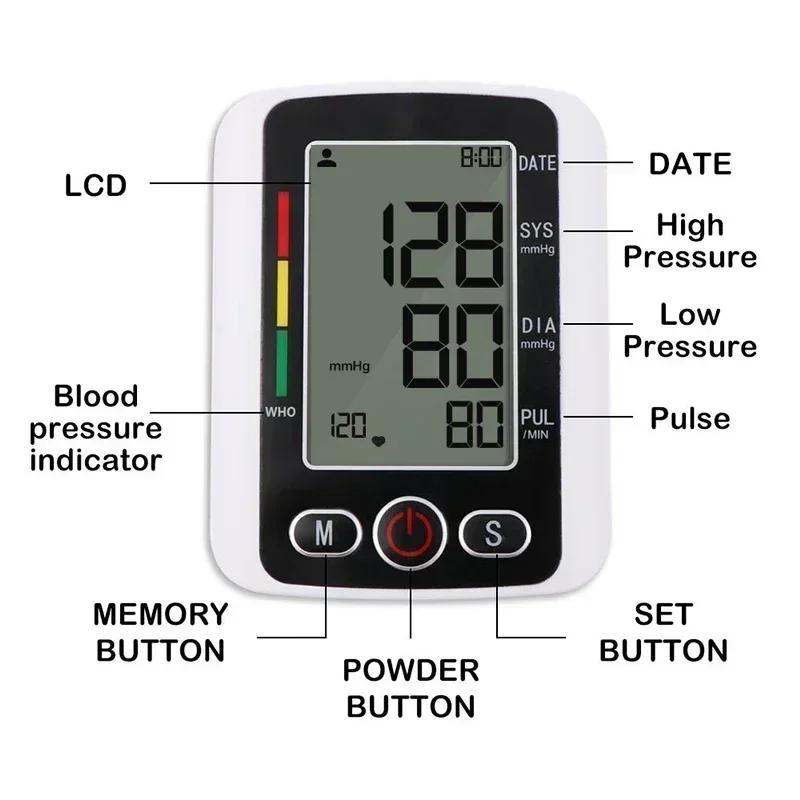 Portable Blood Pressure Monitor with LCD Screen Digital Wrist Blood Pressure Monitor Heart Rate Pulse Monitor Home Use Measurement