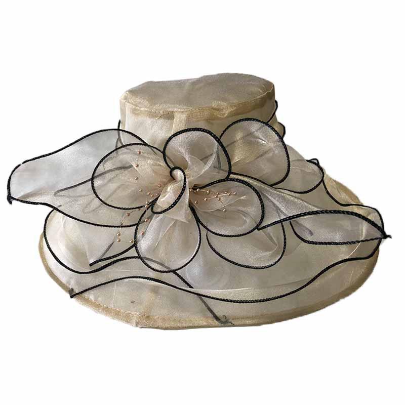 Damen Europäischer & Amerikanischer Sommer Hut mit breiter Krempe Organza Netz Sonnenhut