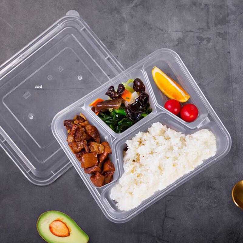 Disposable Four-Compartment Lunch Box with Lids