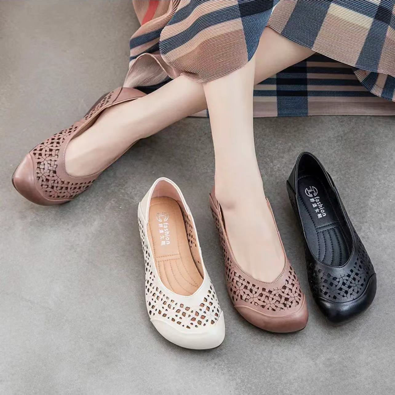 Летние белые полые дышащие одинарные туфли в стиле ретро — фото 9