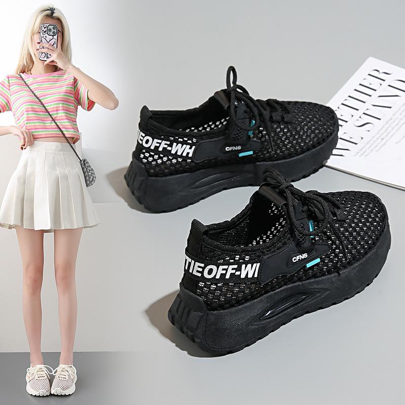 Fashion Women Shoes 2025 Summer New Breathable Womens Platform Running Mesh Sneakers Fashion Versatile Casual Shoes Zapatos Para Mujeres