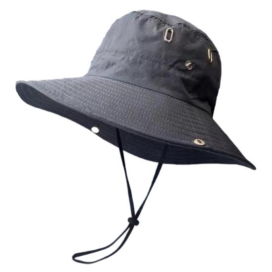 

Western Cowboy Hat UPF 50+ Protection Wide Brim Breathable Ventilated Sun Bucket Hat with Adjustable Windproof серый