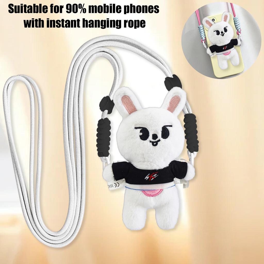 Niedlicher Puppen-Handy-Rückclip mit Hängeseil