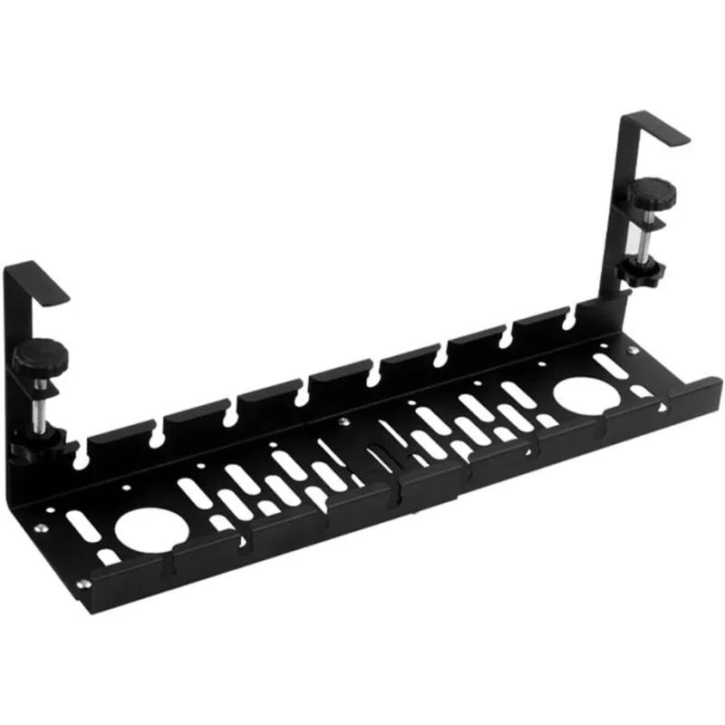 Heavy Duty Retractable Cable Organizer Tray - Iron Under Desk Cord Management for Office Home
