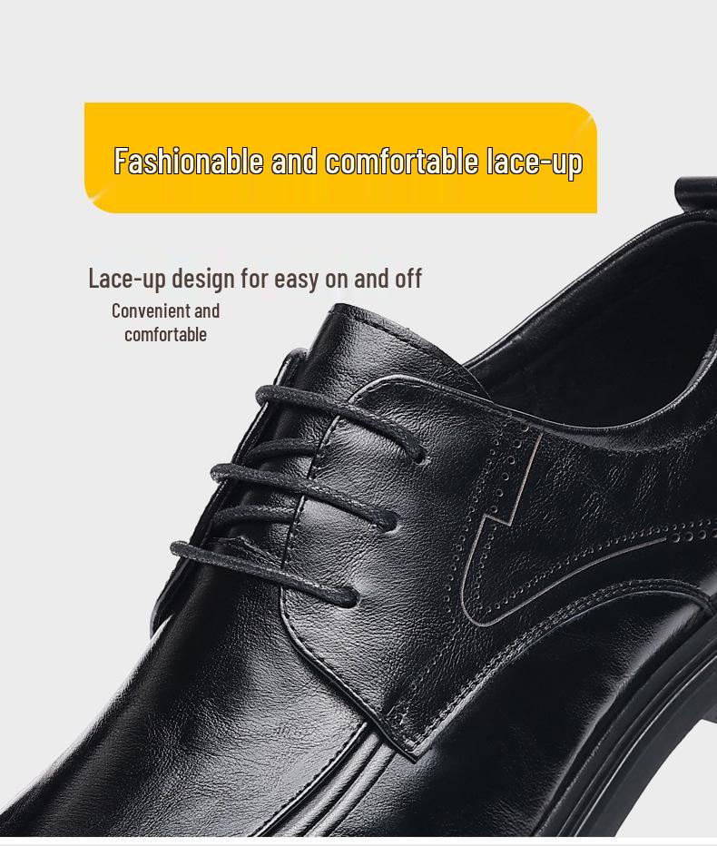 Men's Genuine Leather Lace-Up Business Casual Shoes - Breathable Soft Sole
