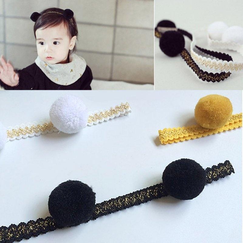Girls Baby Headband Toddler Lace Hairball Hair Band