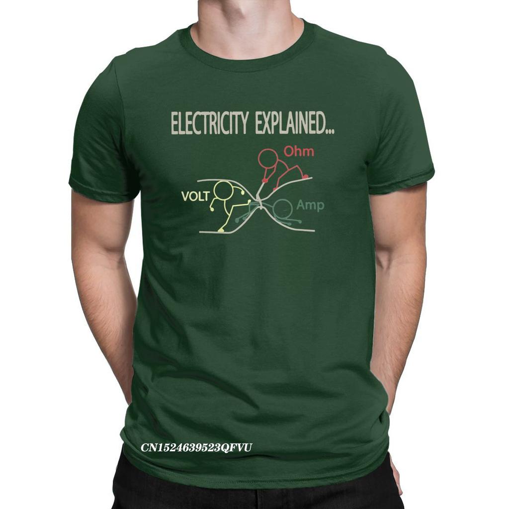 Funny Electricity Explained Electrician Ohm Amp Volt Men's Tops T Shirts Ohm's Law Vintage Tee T-Shirts Cotton New Arrival Tops