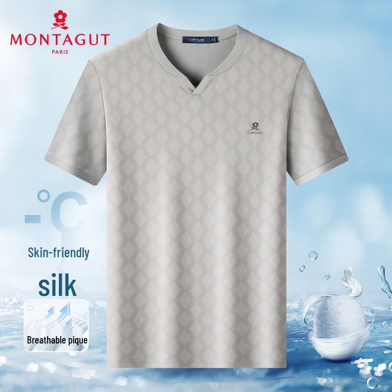 Montagut Men s Breathable Silk Blend V-Neck T-Shirt 52