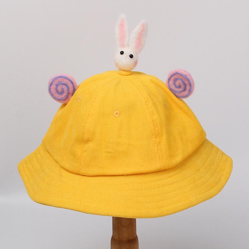 Baby bucket hat parent-child sunscreen bean tooth rabbit small yellow hat kawaii children sunscreen