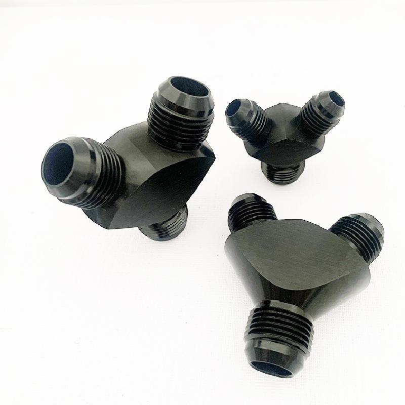 HQ Block Y Adapter Fittings Adaptor Tee Oil Pipe Joint Male Thread AN4 AN6 AN8 AN10 Aluminium Fuel Oil Hose Fitting Pipe Joint