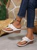 Women's Plus Size European/American Floral Open Toe Wedge Sandals - Summer Thick Sole Flip-Flops