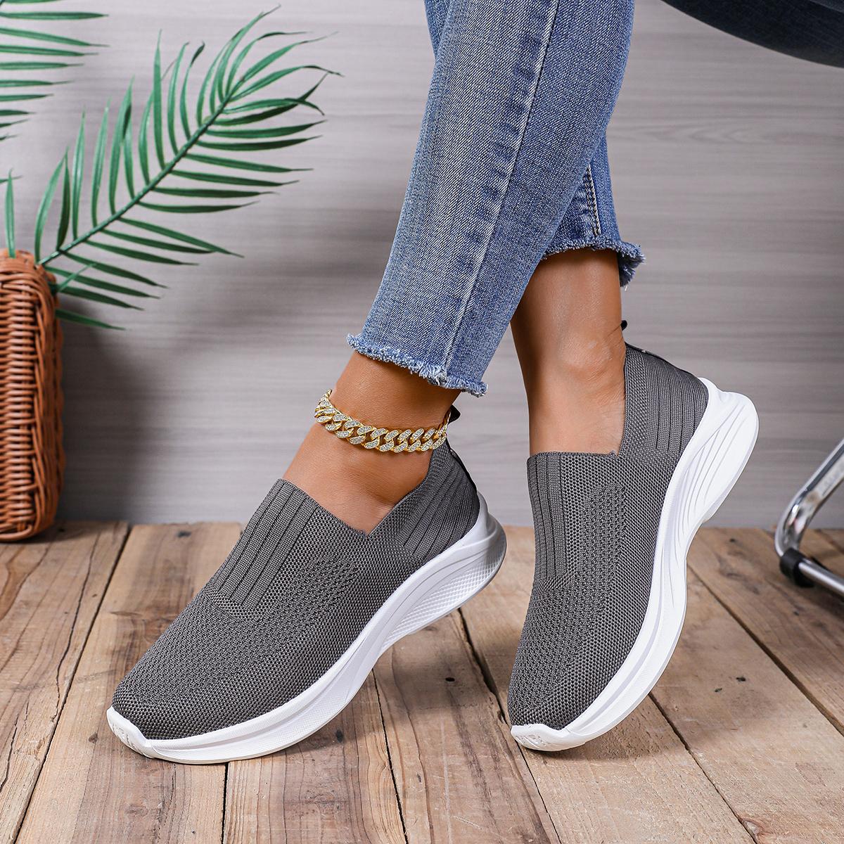 

Women Sneakers Lightweight Summer Shoes for Women Casual Flats Shoes Plus Size Women Loafers Comfortable Tennis Shoes Slip On 36 темно серый