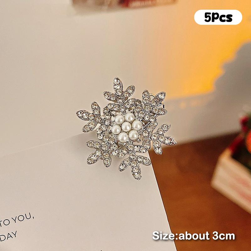 Christmas Sparkle Zircon Snowflake Hairpin Set of 2/5/10, Women's Cute Metal Rhinestone Hair Clips for Party Bangs Accessories
