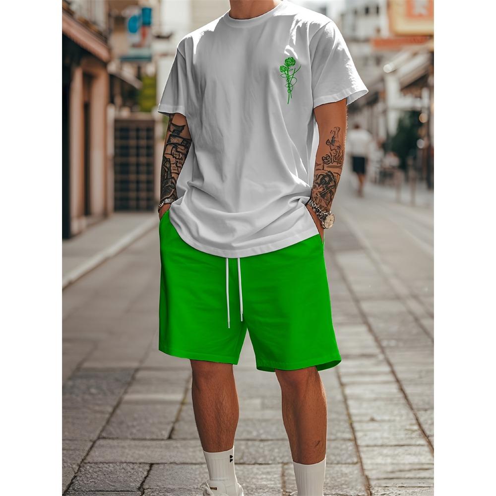 Ensemble Deux Pièces T-shirt à Manches Courtes + Short pour Homme Grande Taille S-9XL Motif Panda Dessin Animé