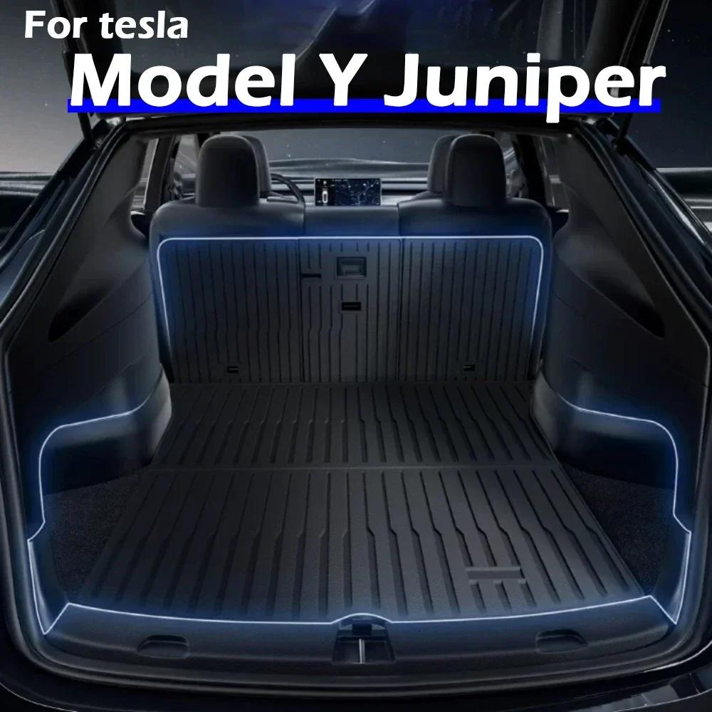 For New Tesla Model Y Launch 2025+ Juniper 2025+ TPE Floor Mats & Cargo Liner, All Weather Trunk Mats Floor Liner Backrest Mats