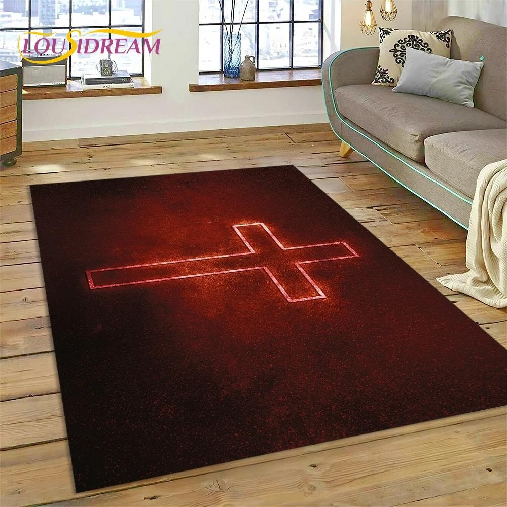 New 3D Pray Holy Bible Cross Jesus Carpet Rug for Bedroom Living Room Home Sofa Decoration,Children Game Large Decor Floor Mat