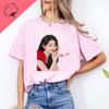 Korea Famous Star Jang Wonyoung Portrait Fans Shirt Trendy Casual Popular Fashion Pure Cotton Short Sleeve Camisa Y2k Clothes