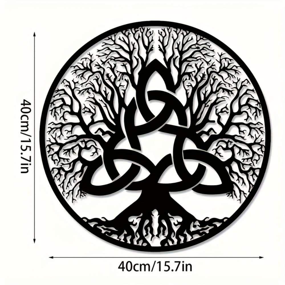 

Tree of Life Celtic Knot Metal Wall Decor 2D Flat Modern Home Art Irish Style Unique Love Knot Design Housewarming Gift 16in