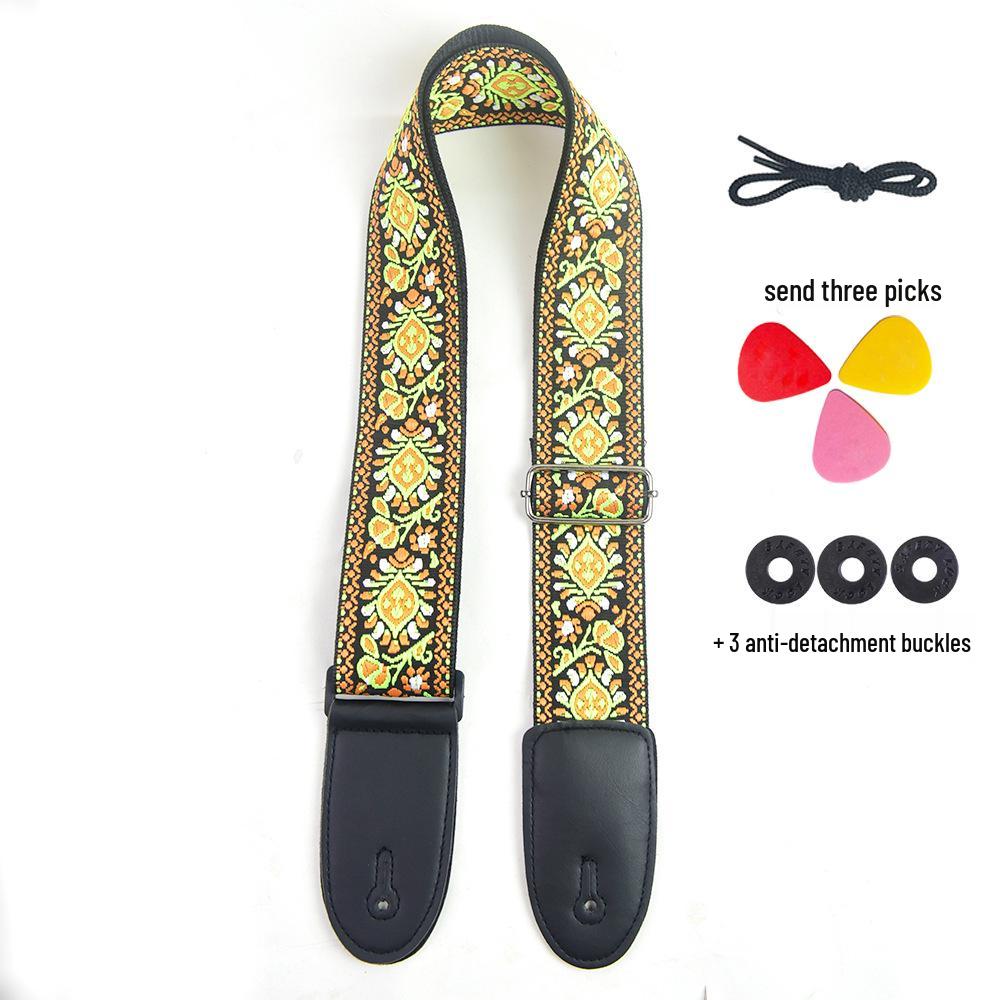 Thick Embroidered Universal Guitar Strap for Acoustic, Electric, and Wooden Guitars