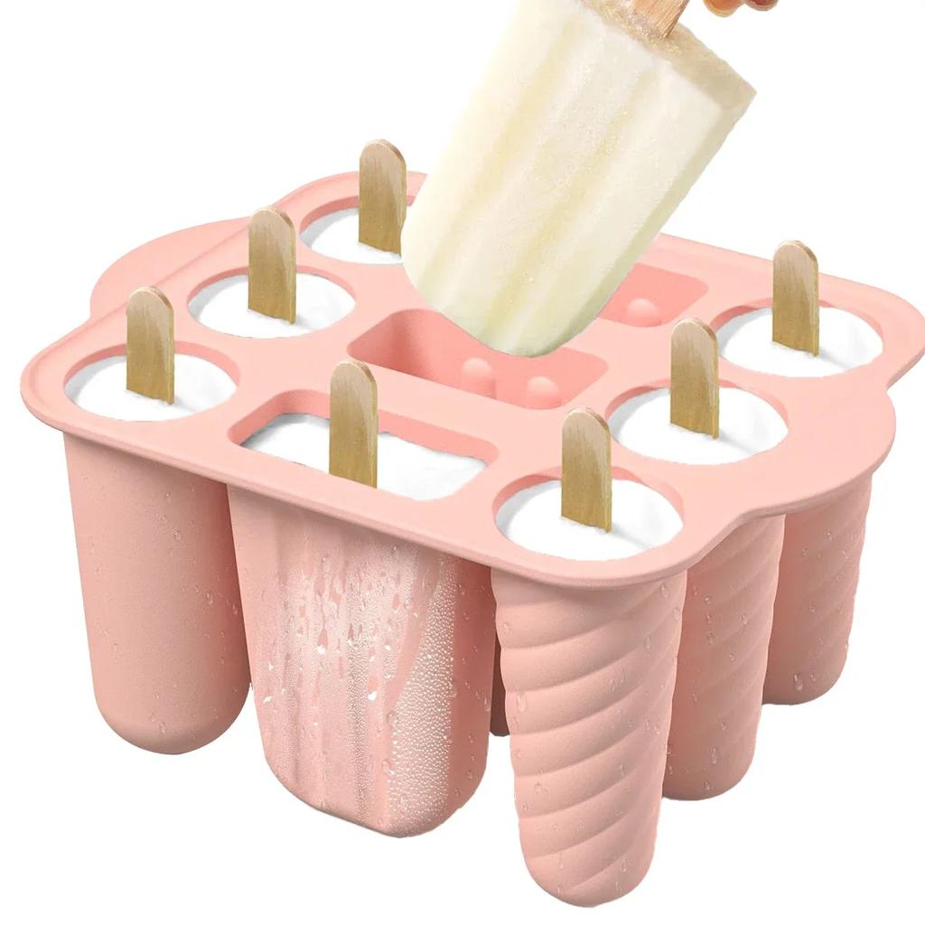 Popsicle Molds Silicone 12 Pieces Popsicle Trays for Freezer Homemade Ice Cream Popsicle Molds with 50Pcs Popsicle Sticks