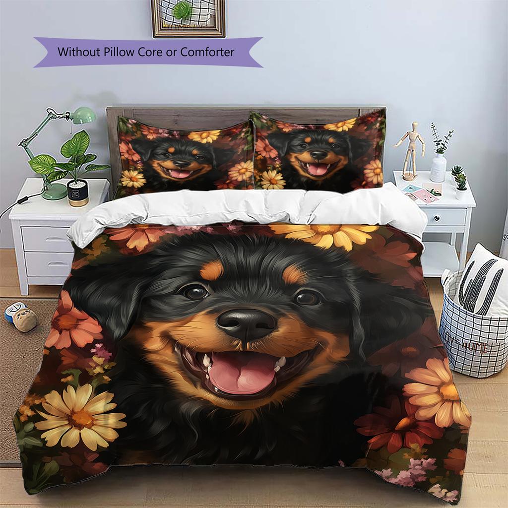 Rottweiler Pattern Bedding Home Decoration Birthday Gift (1 * duvet cover + 2 * pillowcase, without core)