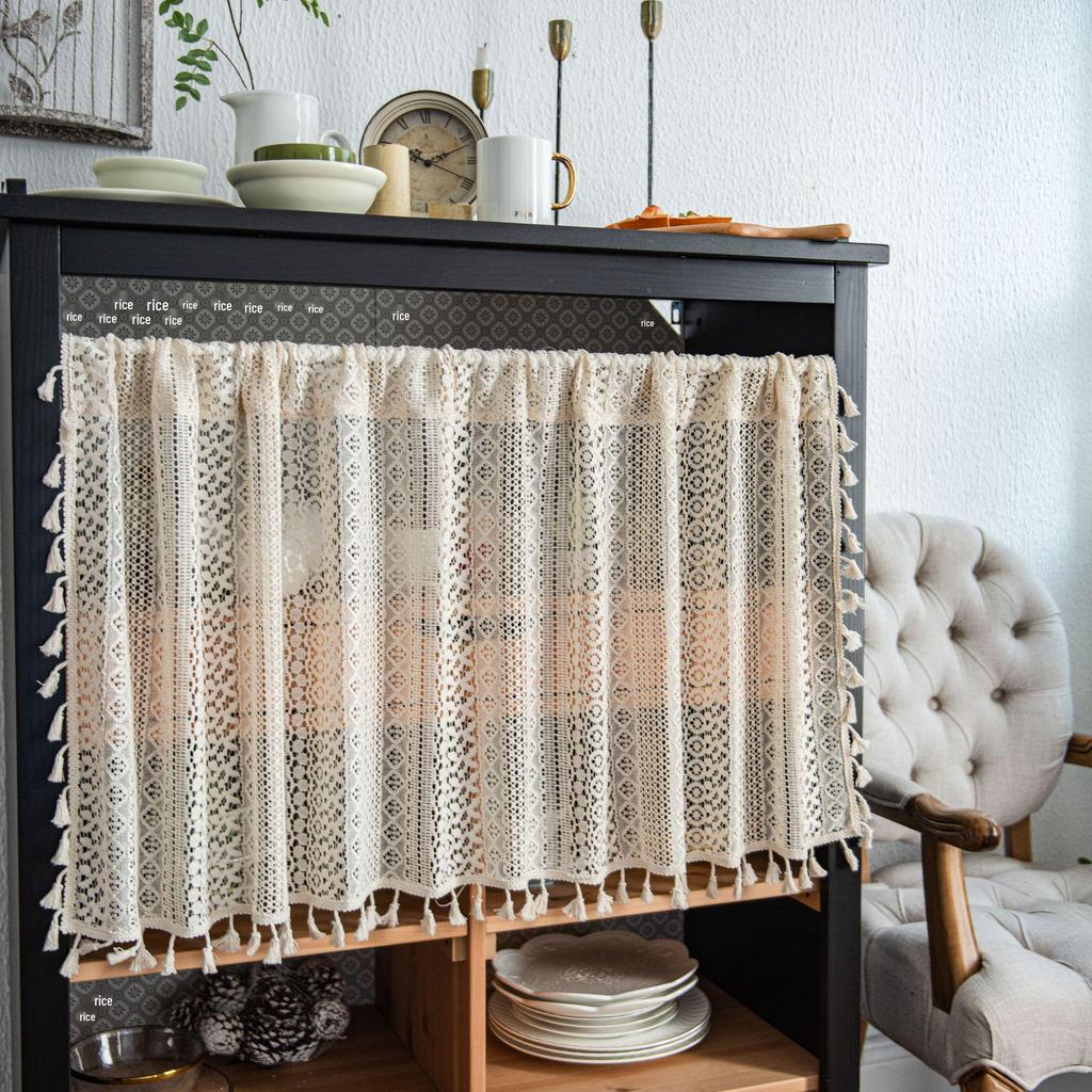 Yimanqiyun Blue Floral Window & Door Curtains, Coffee & Kitchen Washbasin Dustproof Cover