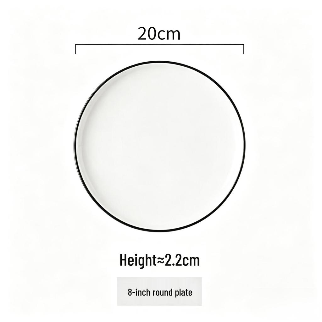 Nordic Western Style Ceramic Plates - Pure White Series for Household or Hotel Use