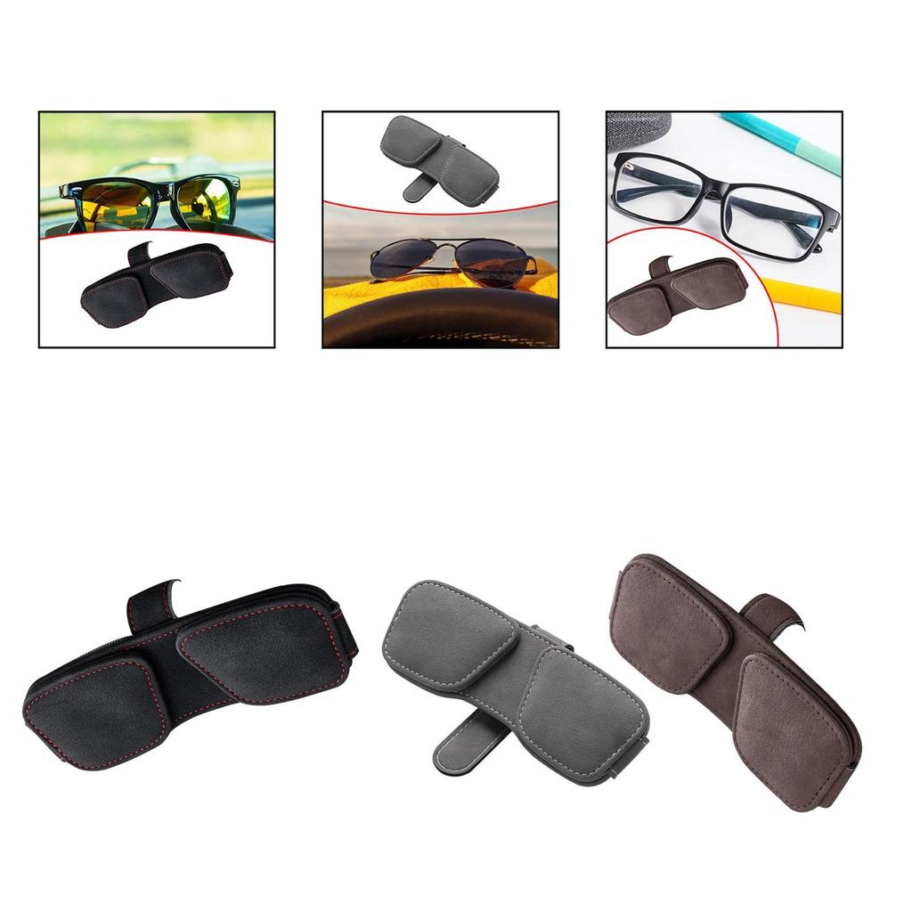 Car Sunglasses Holder Clip Eyeglasses Hanger Clip PU Leather Practical Magnetism for Different Size Eyeglasses Eyeglass Holder