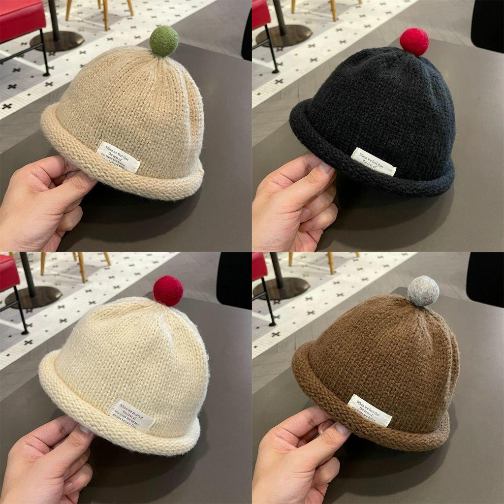 Kids Knitted Brim Hat With Warmth For Autumn Winter Baby Beanies For Toddlers