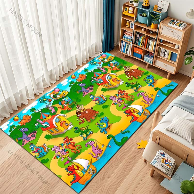Teppich mit Cartoon-Tiermuster für Wohnzimmer, Schlafzimmer, Sofa, kreative Fußmatte, Heimdekoration, Kinderaktivitätsbereichteppiche