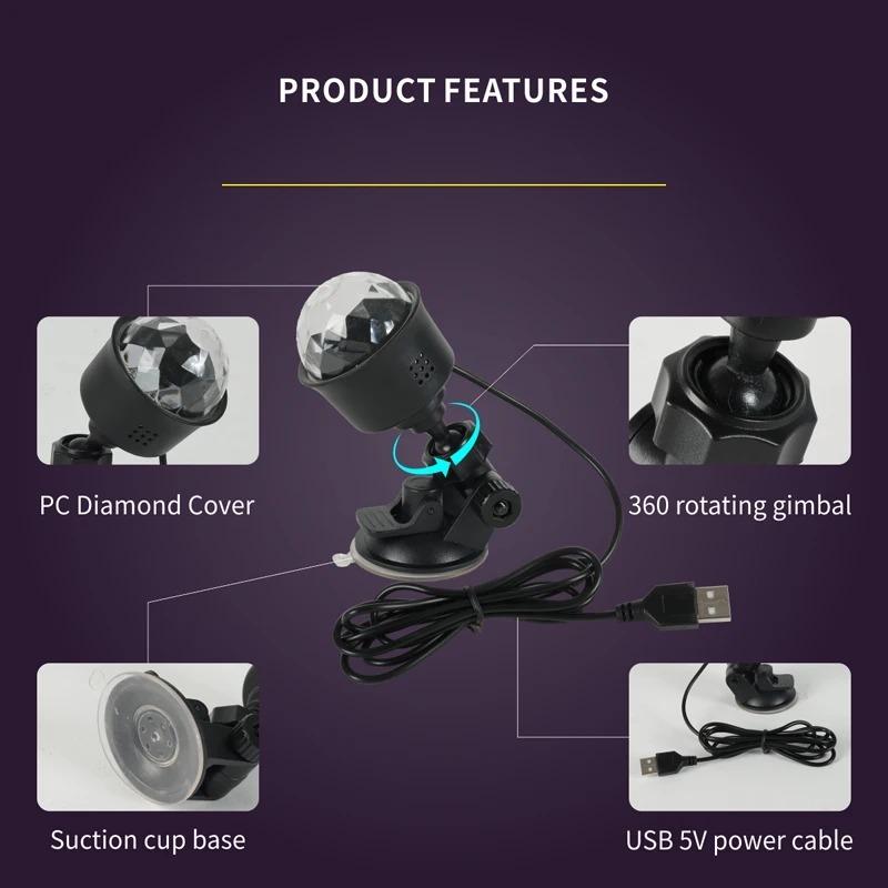 LED Rotating Colorful Projector Night Light USB Disco Stage Party Lamp for Home Bedroom Christmas Decoration Kids Gift