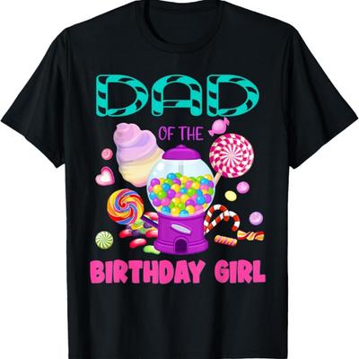 Papa der Geburtstagsgeschenke Mädchen Candyland Süßigkeiten Geburtstags-T-Shirt