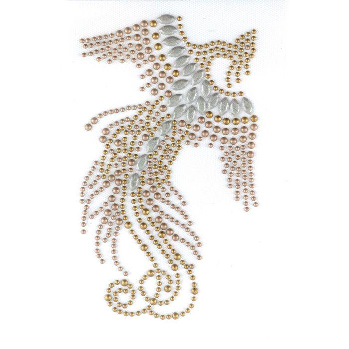 Transfert thermocollant clou et strass Phoenix 13,7x8,5 cm