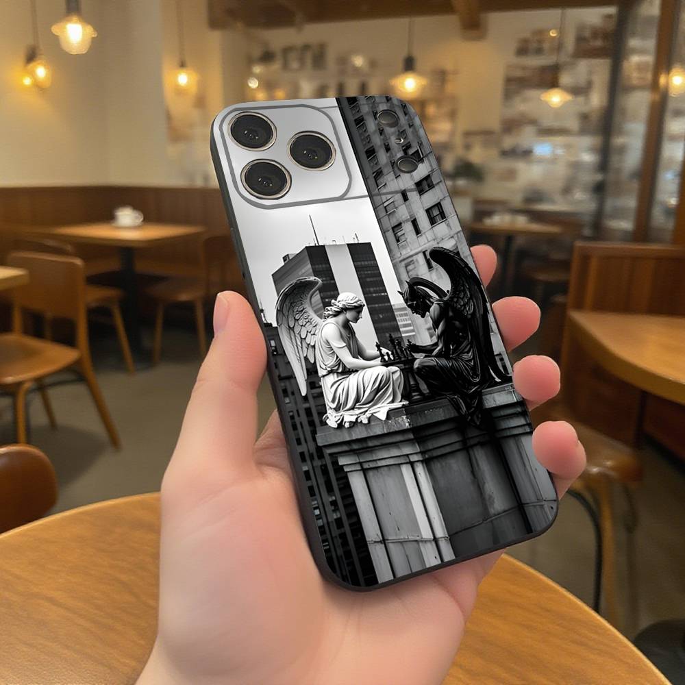 Chess Phone Case For iPhone 17,16,15,14,13,12,11,Pro,XS,Max,XR,Plus,E,SE4,Mini Black Soft Cover