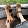 Retro Flat Comfortable Casual Shoes Women Soft Bottom Frosted Patchwork Casual Shallow Mouth Mary Jane Shoes Zapatos De Mujer
